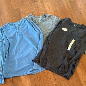 Set of Three Long Sleeve Henley Shirts - Men’s Bundle